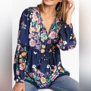 NWT Johnny Was Bursting Echo Silk Floral Blouse Size M